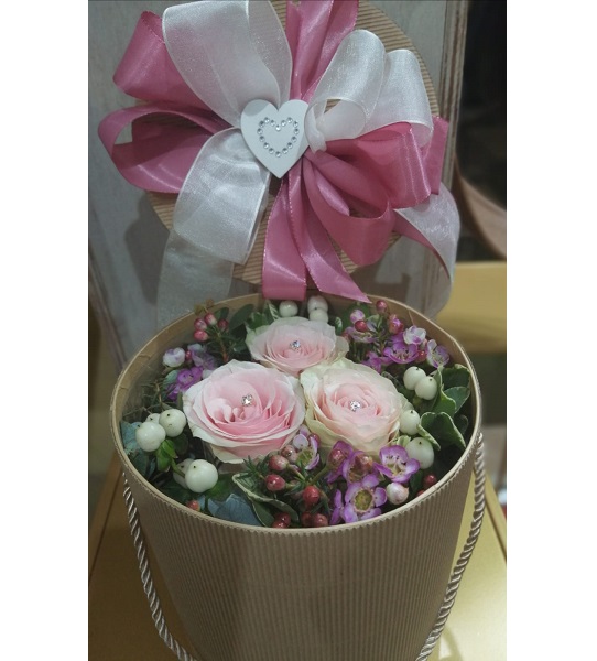 Flower Box Con Rose Rosa